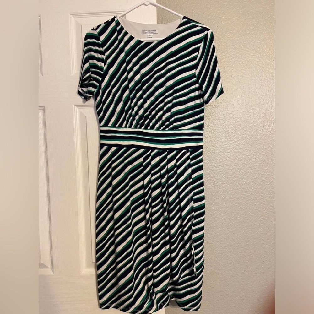 London Style Collection Navy & Green Dress Size 6